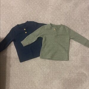 Jumping Beans Long Sleeve Henley Shirts - Navy and Olive